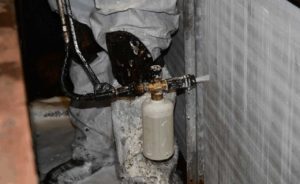 Close-up of coil restoration and coil cleaning for aging air handler