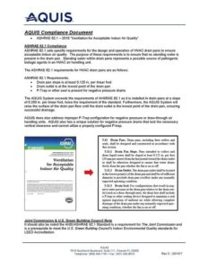AQUIS compliance document for HVAC drain pans